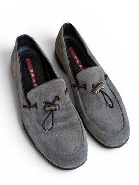 Prada Women's Gray Suede Driving Loafers